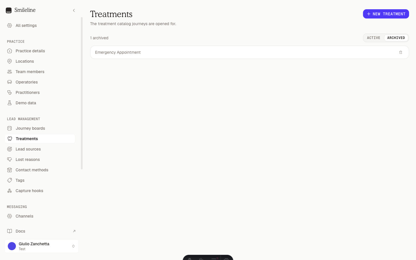 Archived view of a vocabulary with restore icons